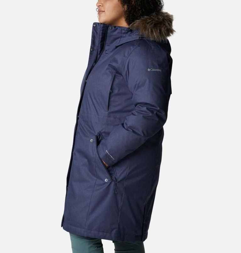 Women's Columbia Juniper Ridge Omni-Heat Infinity Down Parka Jackets Navy | Plus Size CA-A5083